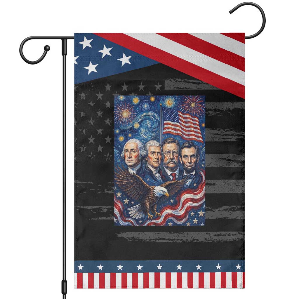 USA Presidents Mount Rushmore Patriotic Garden Flag Starry Night Inspired Art