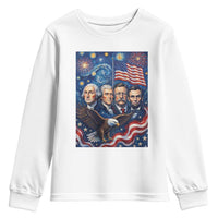 USA Presidents Mount Rushmore Youth Sweatshirt Starry Night Inspired Art
