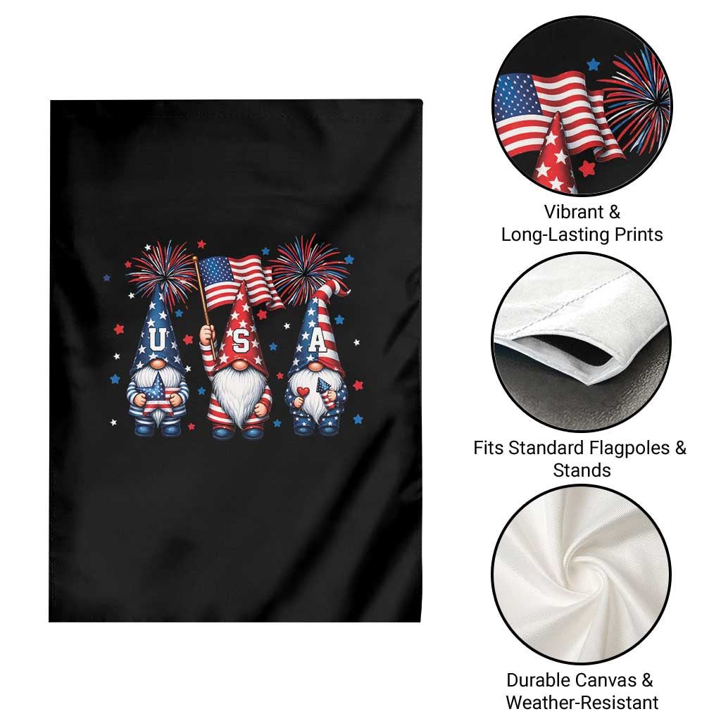 Red White Blue Gnomes Fireworks Garden Flag Patriotic 4th Of July