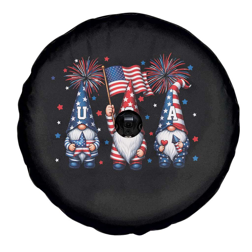 Red White Blue Gnomes Fireworks Spare Tire Cover Patriotic 4th Of July