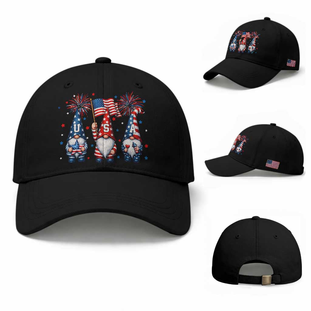 Red White Blue Gnomes Fireworks Baseball Cap Patriotic 4th Of July