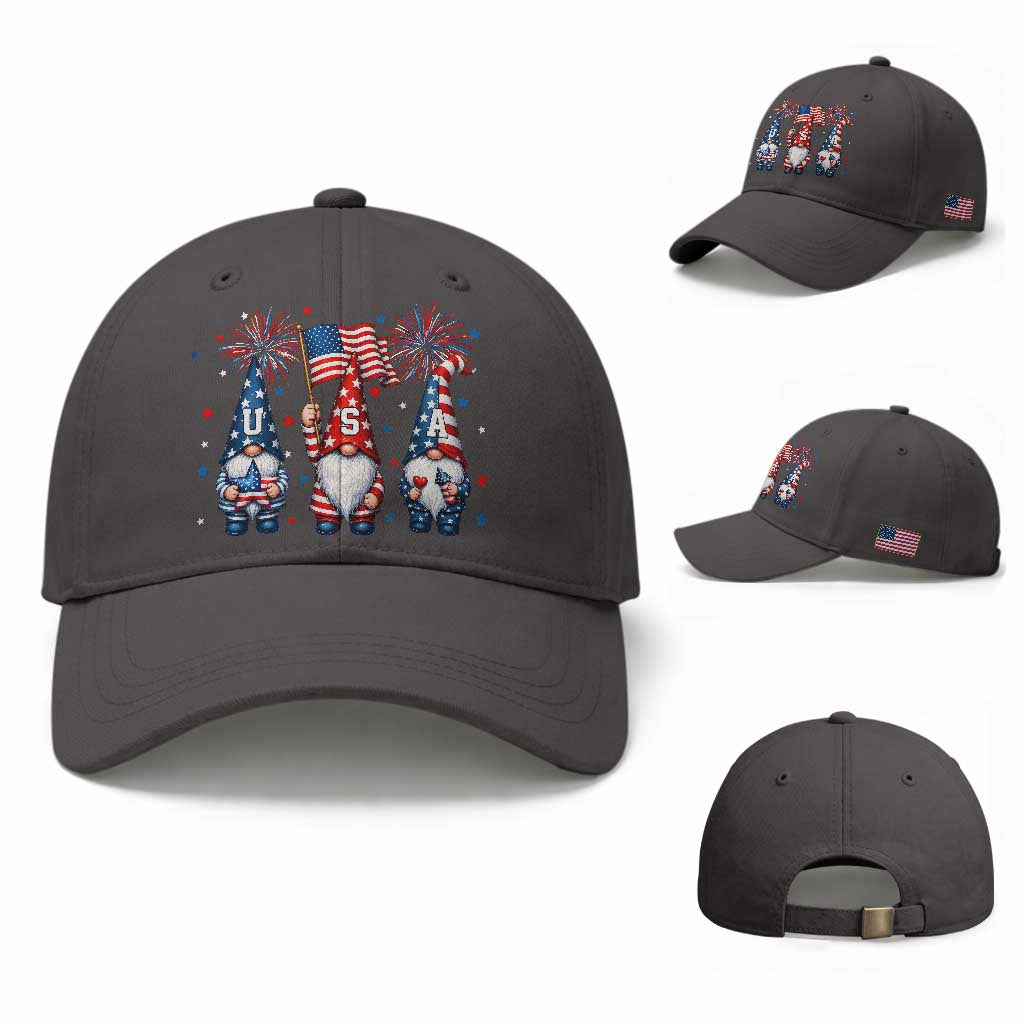 Red White Blue Gnomes Fireworks Baseball Cap Patriotic 4th Of July