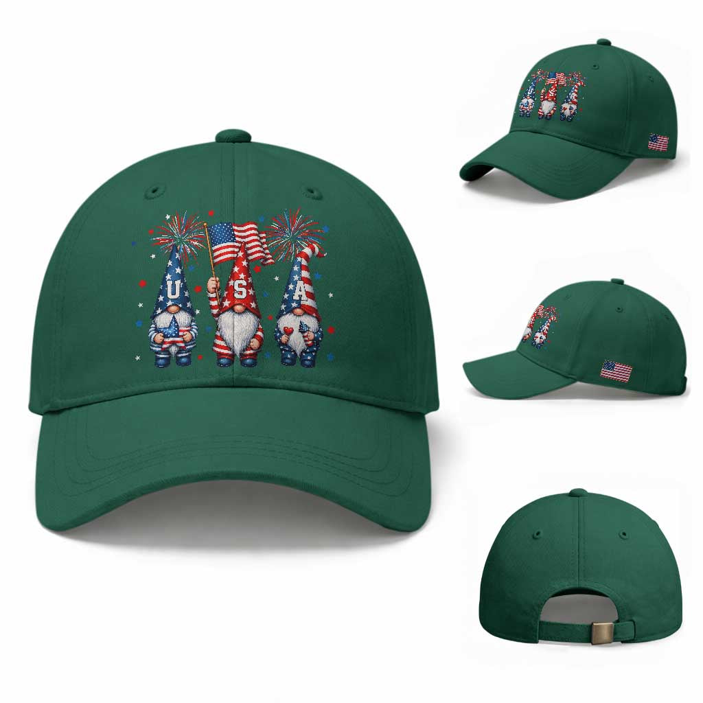 Red White Blue Gnomes Fireworks Baseball Cap Patriotic 4th Of July
