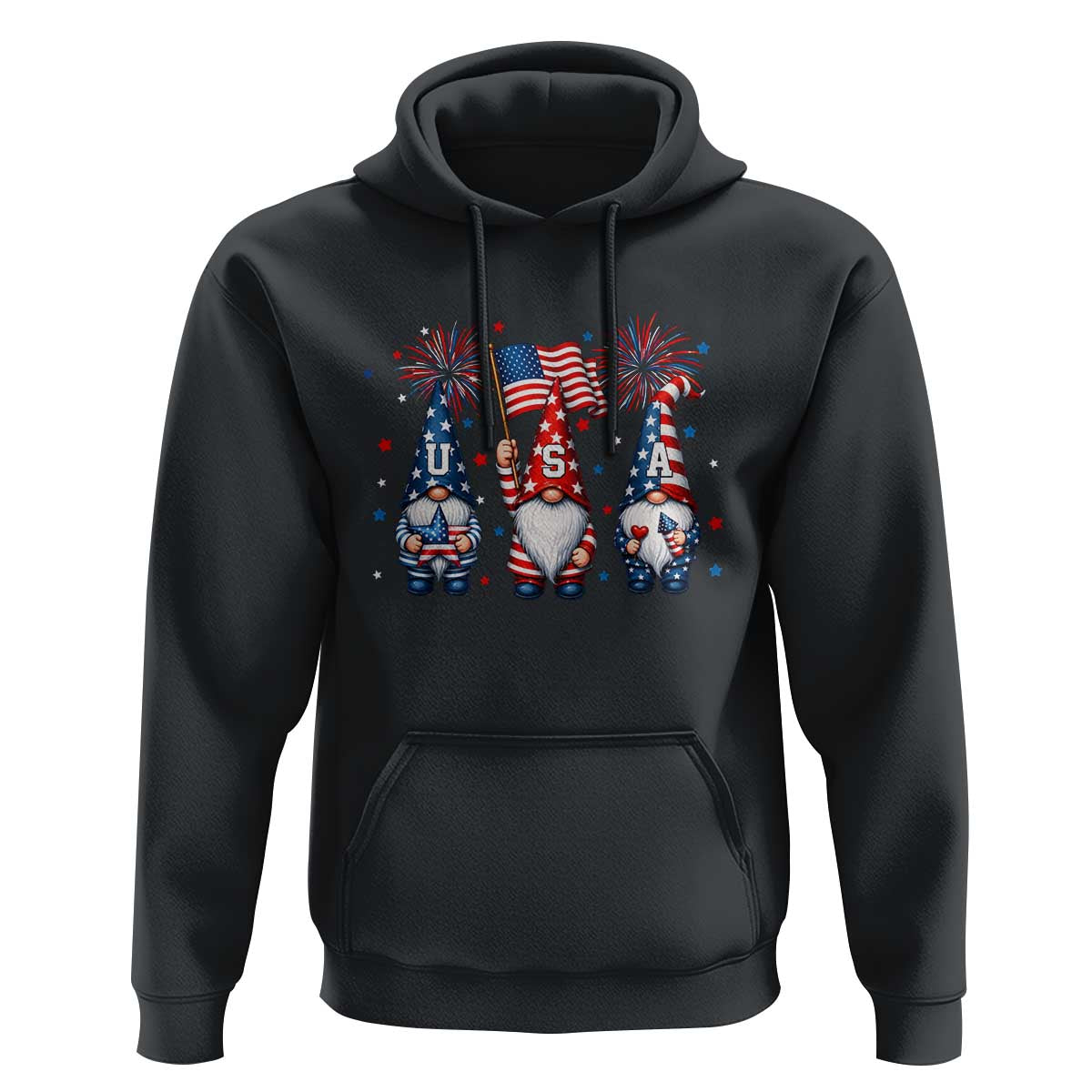 Red White Blue Gnomes Fireworks Hoodie Patriotic 4th Of July