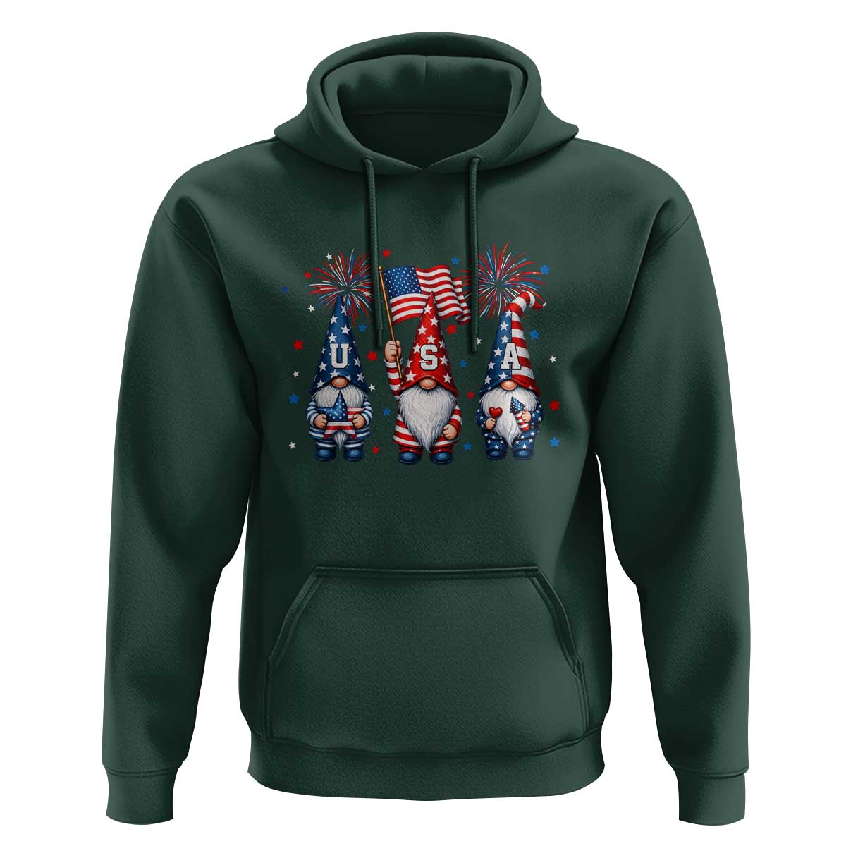 Red White Blue Gnomes Fireworks Hoodie Patriotic 4th Of July