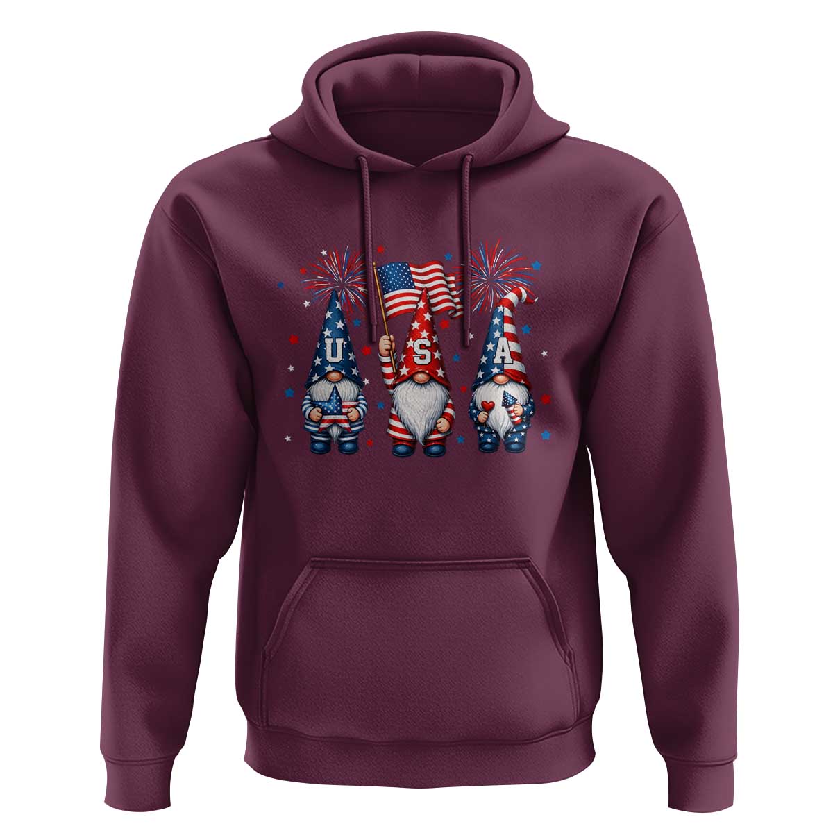 Red White Blue Gnomes Fireworks Hoodie Patriotic 4th Of July