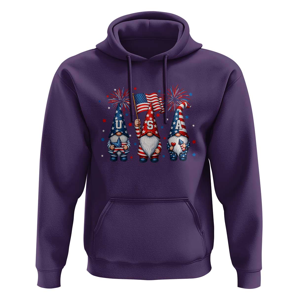 Red White Blue Gnomes Fireworks Hoodie Patriotic 4th Of July