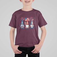 Red White Blue Gnomes Fireworks T Shirt For Kid Patriotic 4th Of July