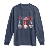 Red White Blue Gnomes Fireworks Long Sleeve Shirt Patriotic 4th Of July