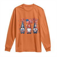 Red White Blue Gnomes Fireworks Long Sleeve Shirt Patriotic 4th Of July