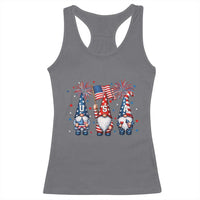 Red White Blue Gnomes Fireworks Racerback Tank Top Patriotic 4th Of July