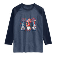 Red White Blue Gnomes Fireworks Raglan Shirt Patriotic 4th Of July