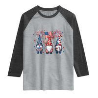 Red White Blue Gnomes Fireworks Raglan Shirt Patriotic 4th Of July