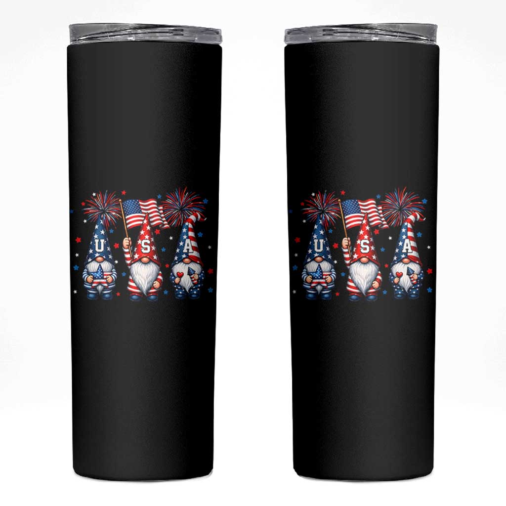 Red White Blue Gnomes Fireworks Skinny Tumbler Patriotic 4th Of July