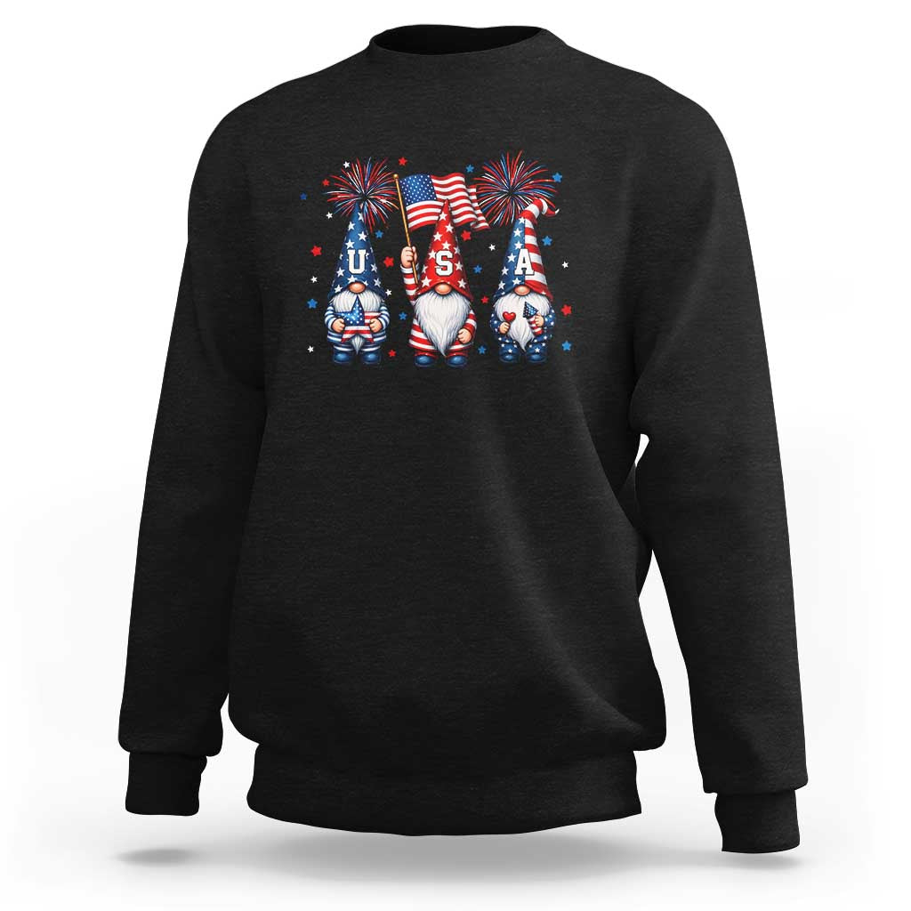 Red White Blue Gnomes Fireworks Sweatshirt Patriotic 4th Of July
