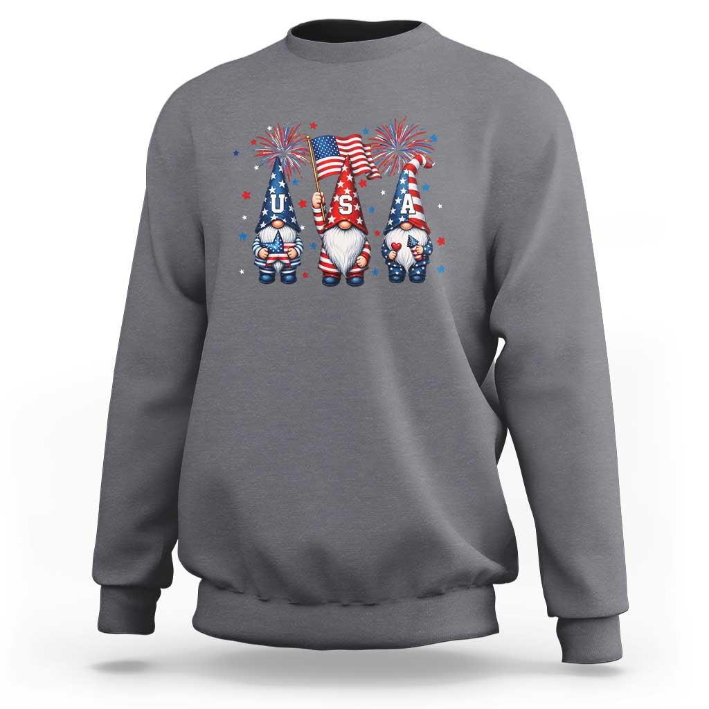 Red White Blue Gnomes Fireworks Sweatshirt Patriotic 4th Of July