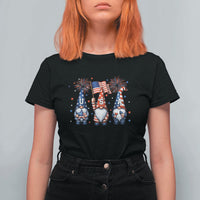 Red White Blue Gnomes Fireworks T Shirt For Women Patriotic 4th Of July