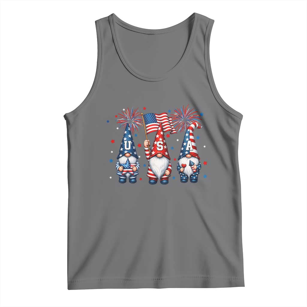 Red White Blue Gnomes Fireworks Tank Top Patriotic 4th Of July