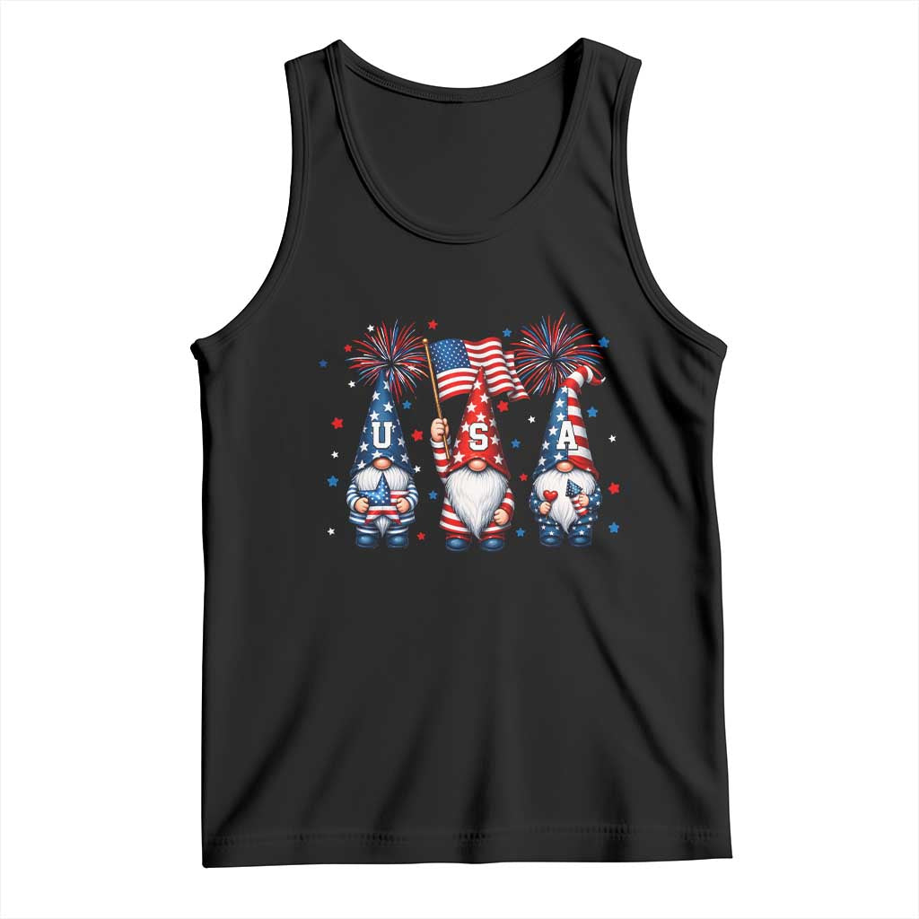 Red White Blue Gnomes Fireworks Tank Top Patriotic 4th Of July