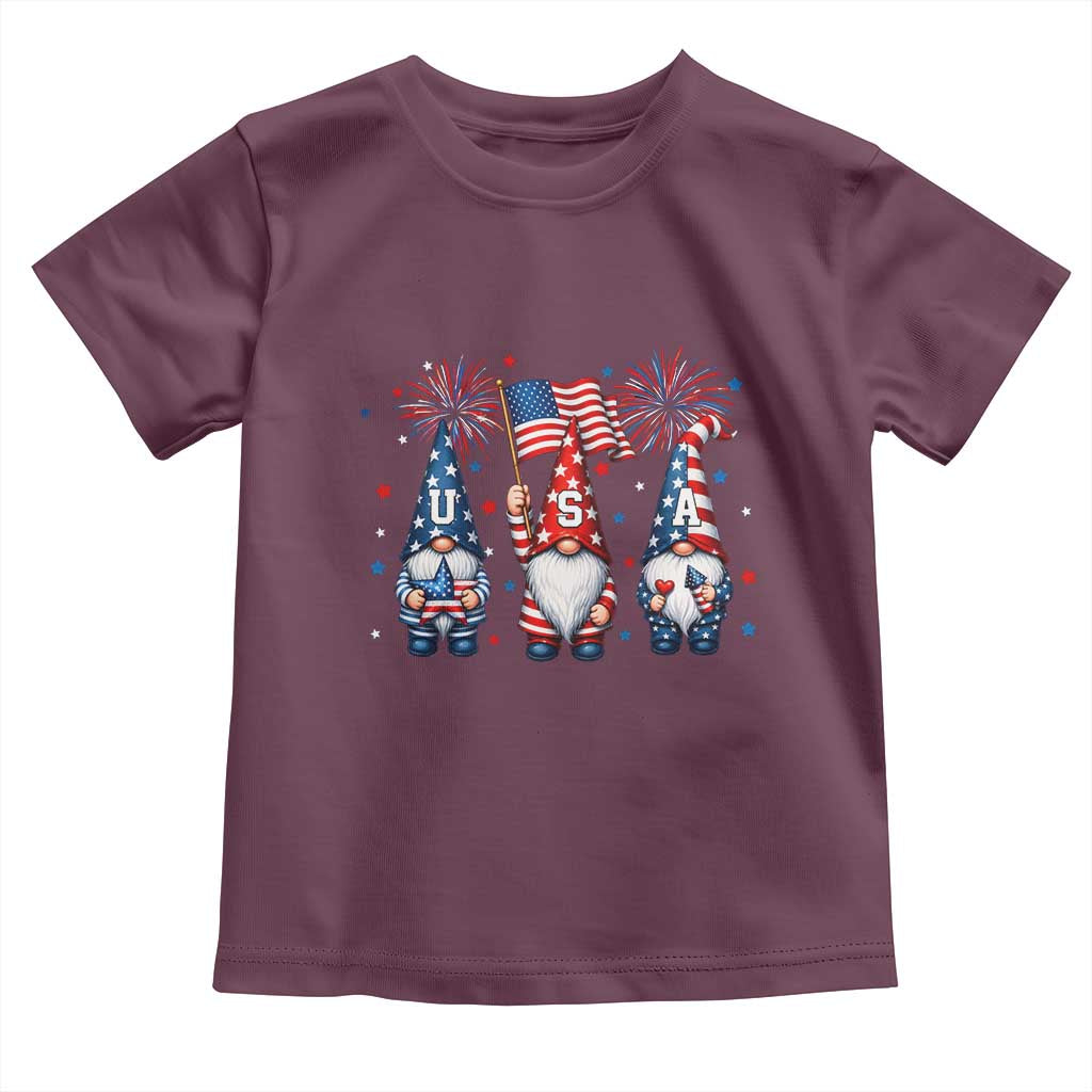 Red White Blue Gnomes Fireworks Toddler T Shirt Patriotic 4th Of July