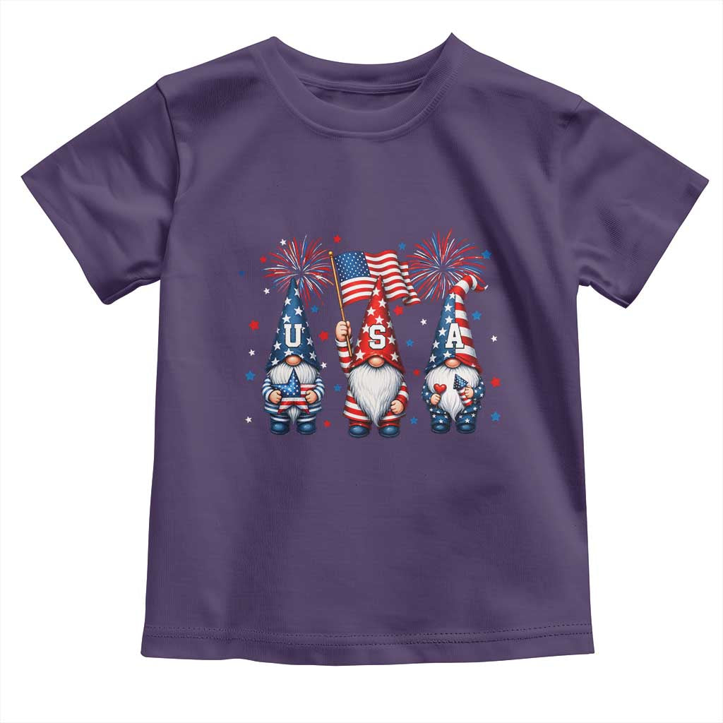Red White Blue Gnomes Fireworks Toddler T Shirt Patriotic 4th Of July