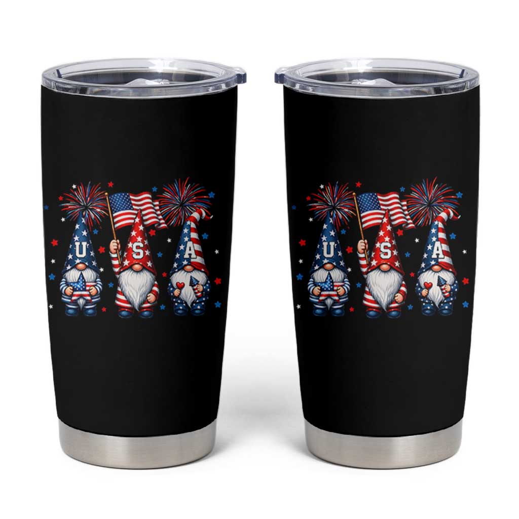Red White Blue Gnomes Fireworks Tumbler Cup Patriotic 4th Of July