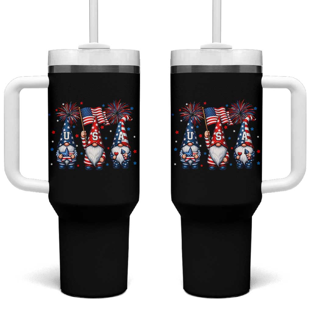 Red White Blue Gnomes Fireworks Tumbler With Handle Patriotic 4th Of July