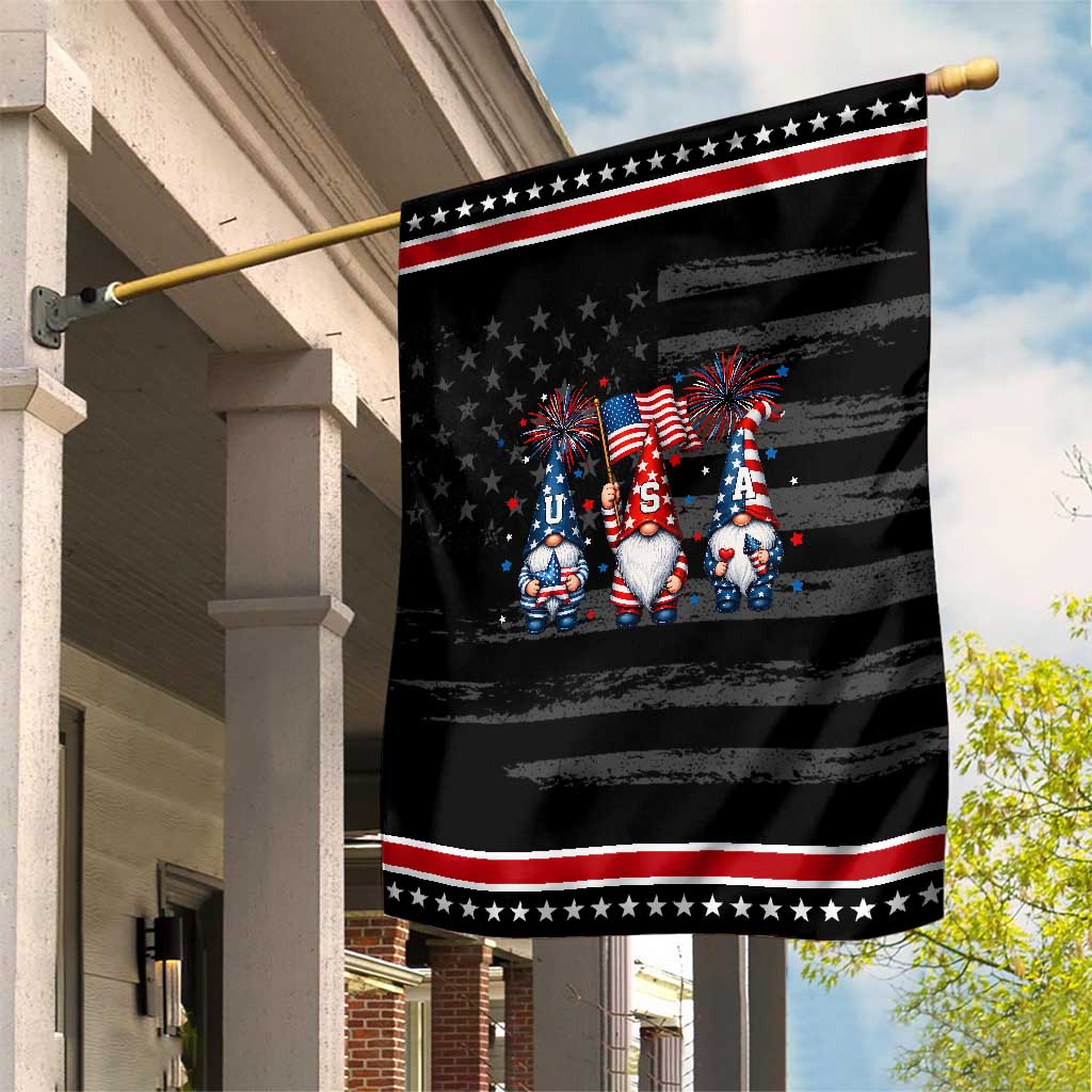 Red White Blue Gnomes Fireworks Patriotic Garden Flag 4th Of July Gift