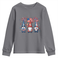 Red White Blue Gnomes Fireworks Youth Sweatshirt Patriotic 4th Of July