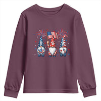 Red White Blue Gnomes Fireworks Youth Sweatshirt Patriotic 4th Of July