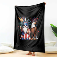 Funny Statue Of Liberty Gnome Throw Blanket Patriotic 4th Of July
