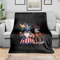 Funny Statue Of Liberty Gnome Throw Blanket Patriotic 4th Of July