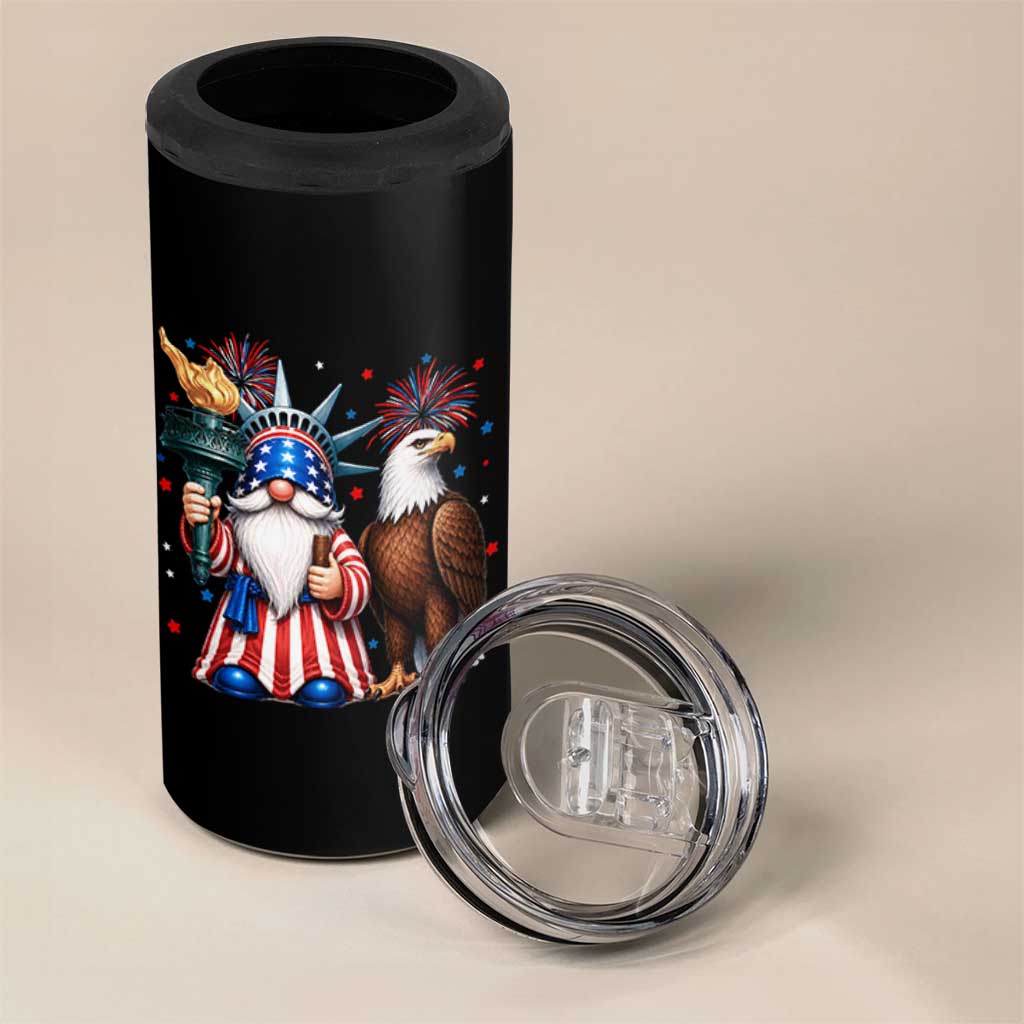 Funny Statue Of Liberty Gnome 4 in 1 Can Cooler Tumbler Patriotic 4th Of July