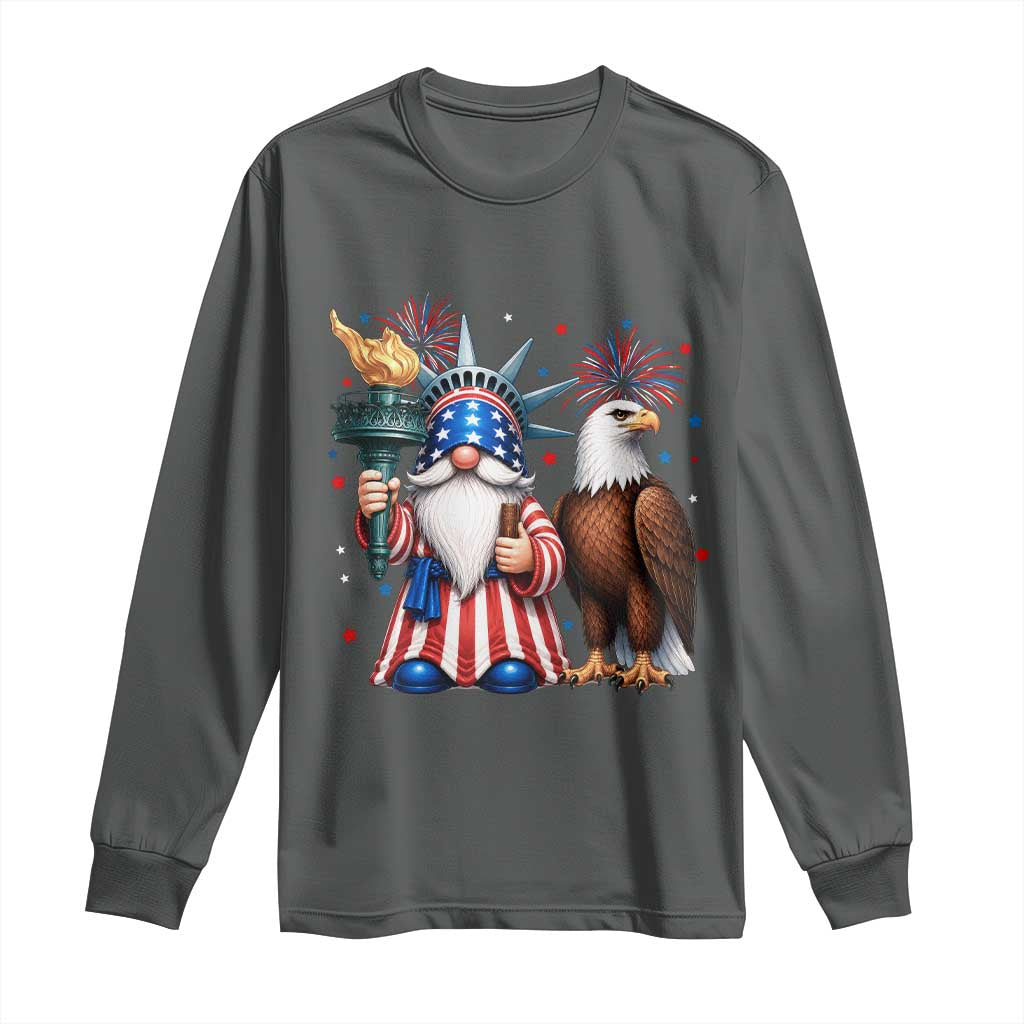 Funny Statue Of Liberty Gnome Long Sleeve Shirt Patriotic 4th Of July