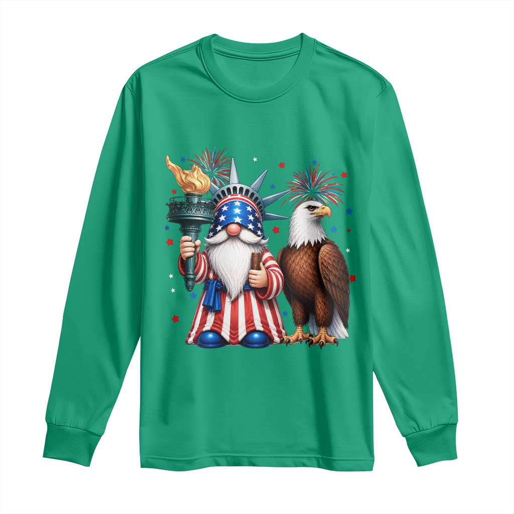 Funny Statue Of Liberty Gnome Long Sleeve Shirt Patriotic 4th Of July