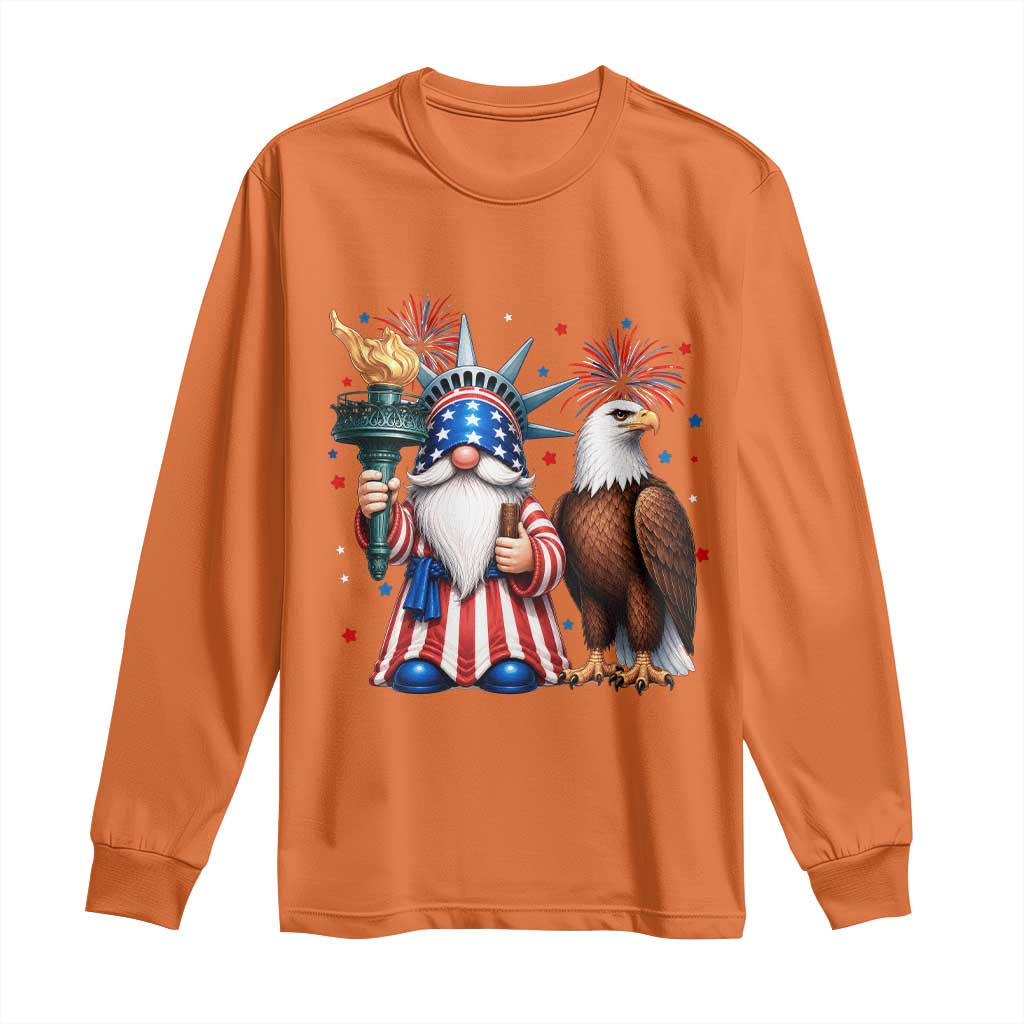 Funny Statue Of Liberty Gnome Long Sleeve Shirt Patriotic 4th Of July