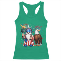 Funny Statue Of Liberty Gnome Racerback Tank Top Patriotic 4th Of July