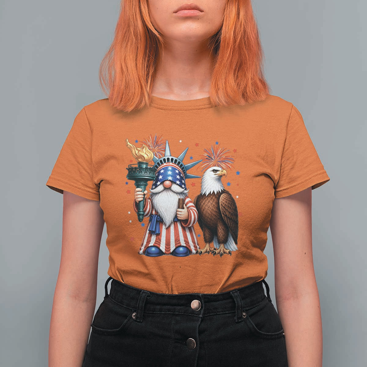 Funny Statue Of Liberty Gnome T Shirt For Women Patriotic 4th Of July