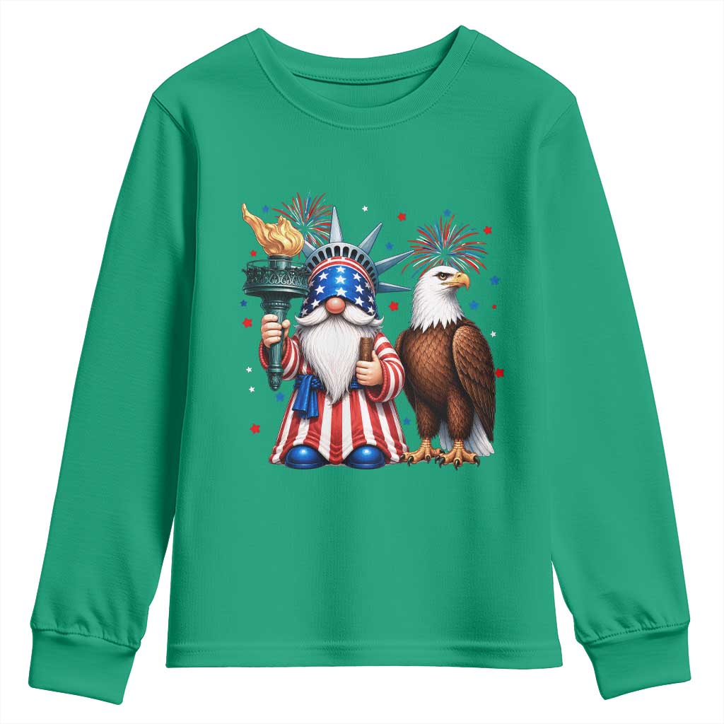 Funny Statue Of Liberty Gnome Youth Sweatshirt Patriotic 4th Of July