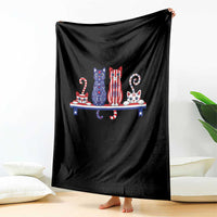Red White And Blue Cute Cats Throw Blanket Patriotic Pet Lover