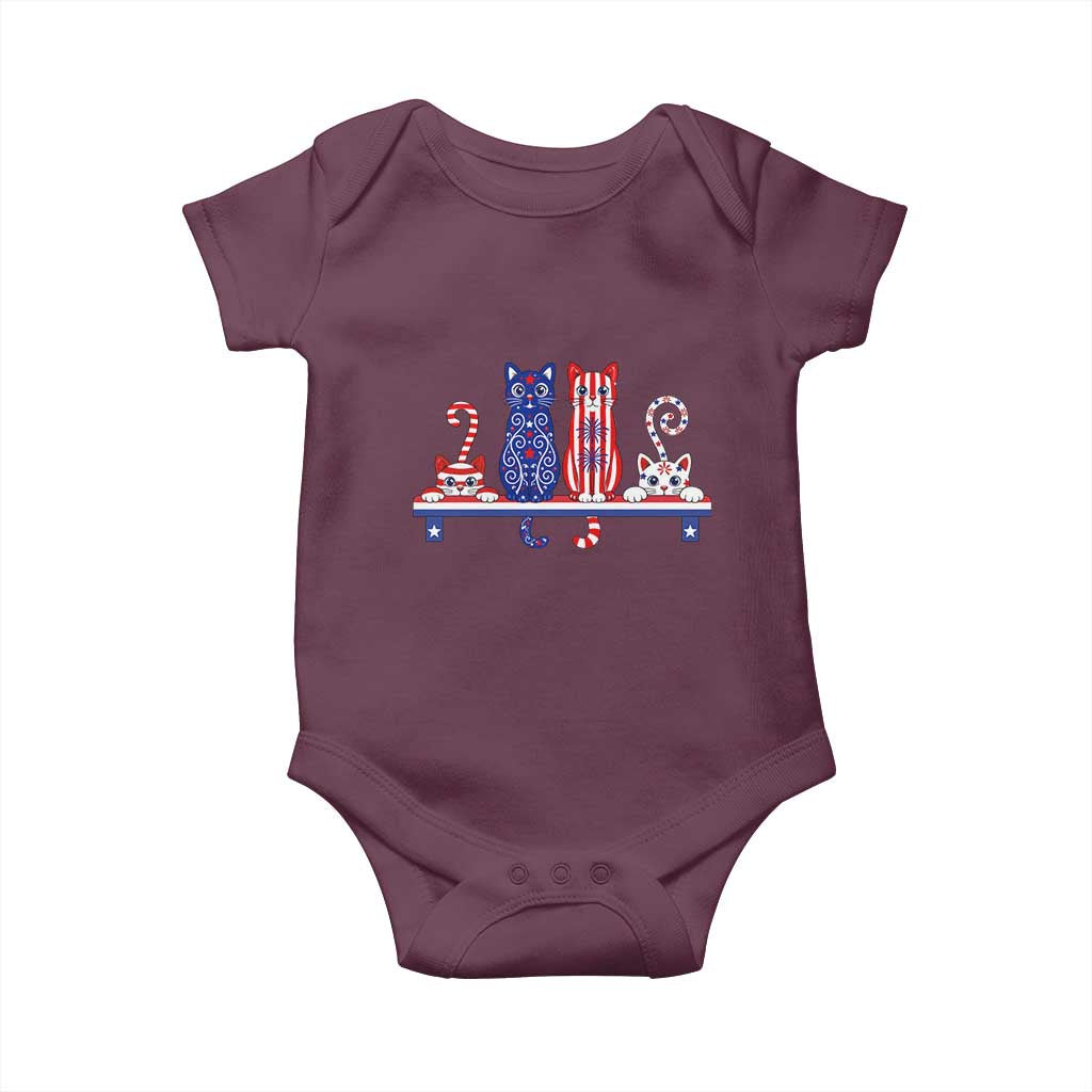 Red White And Blue Cute Cats Baby Onesie Patriotic Pet Lover