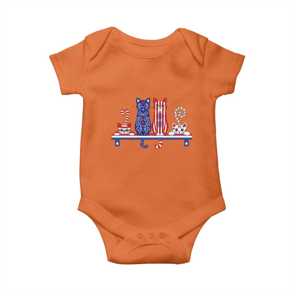 Red White And Blue Cute Cats Baby Onesie Patriotic Pet Lover