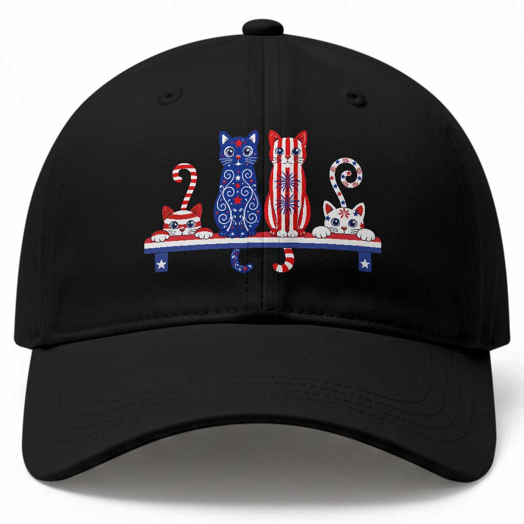 Red White And Blue Cute Cats Baseball Cap Patriotic Pet Lover