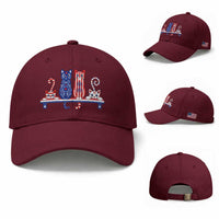 Red White And Blue Cute Cats Baseball Cap Patriotic Pet Lover