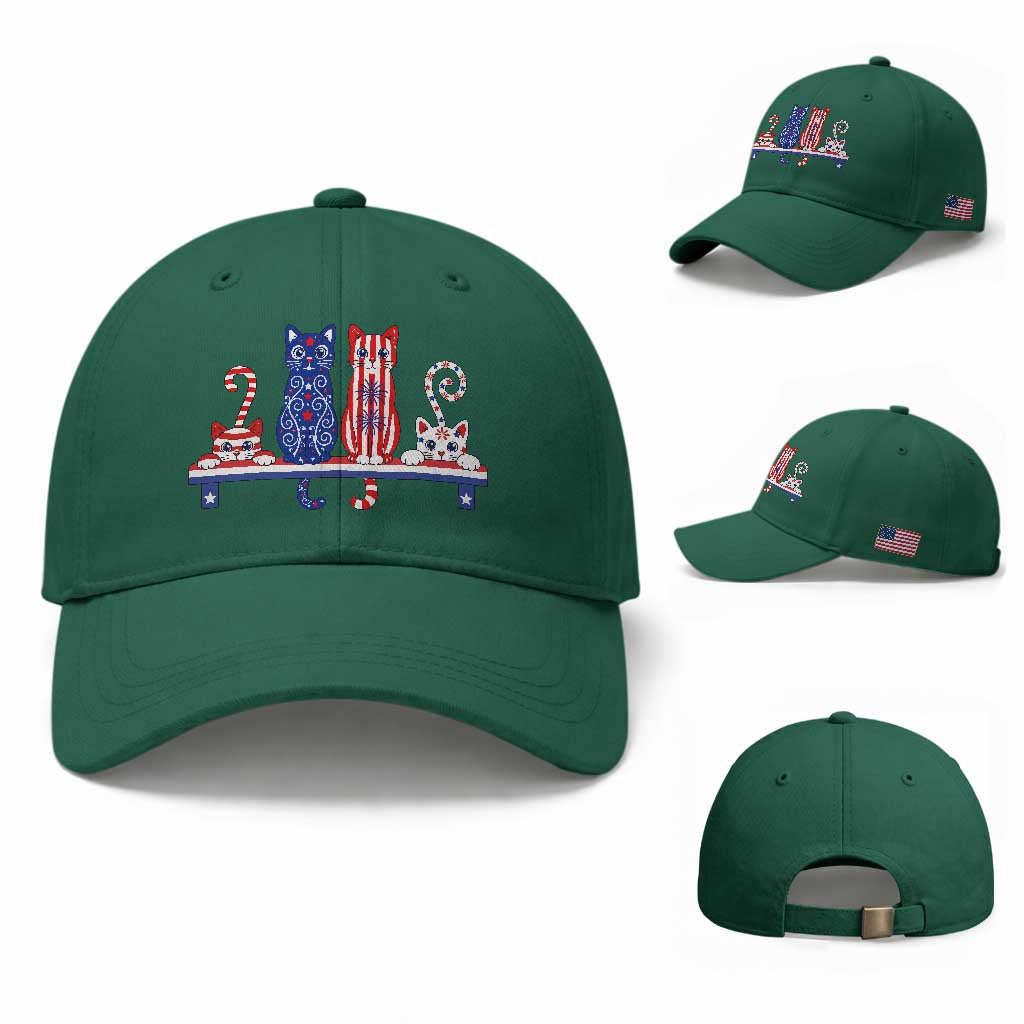Red White And Blue Cute Cats Baseball Cap Patriotic Pet Lover