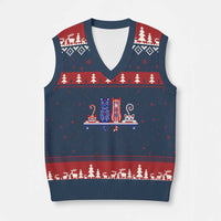 Red White And Blue Cute Cats V-Neck Knit Sweater Vest Patriotic Pet Lover