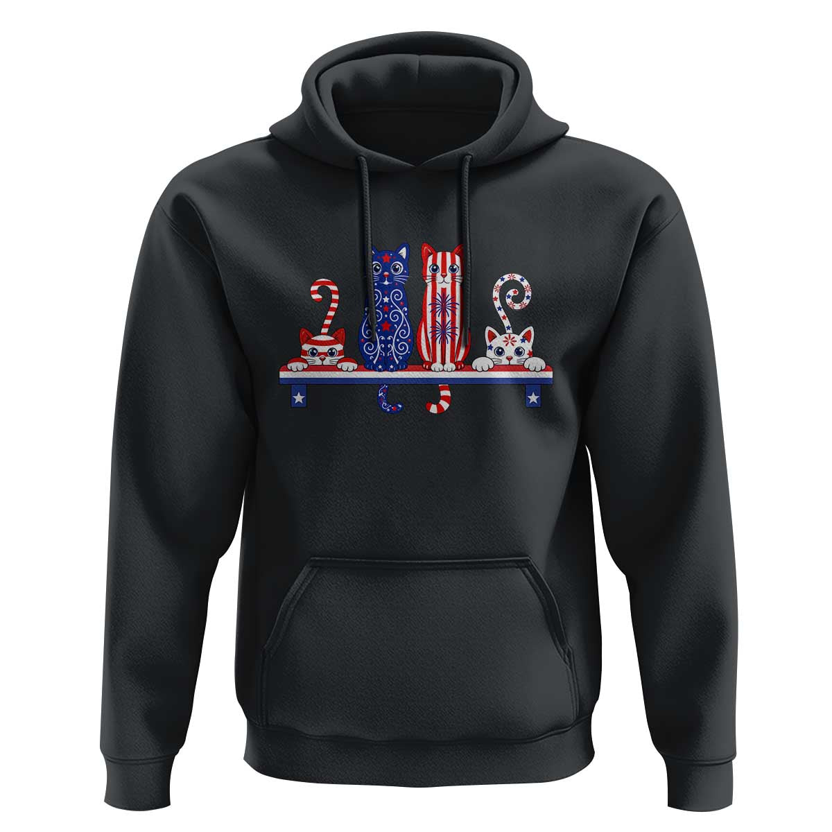 Red White And Blue Cute Cats Hoodie Patriotic Pet Lover