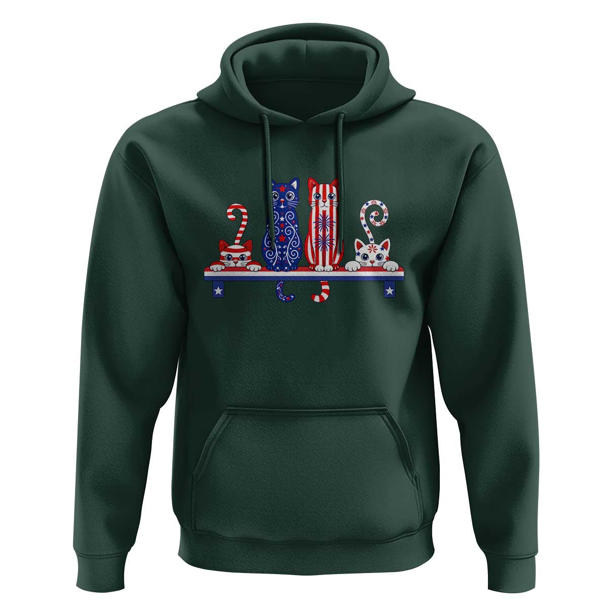 Red White And Blue Cute Cats Hoodie Patriotic Pet Lover