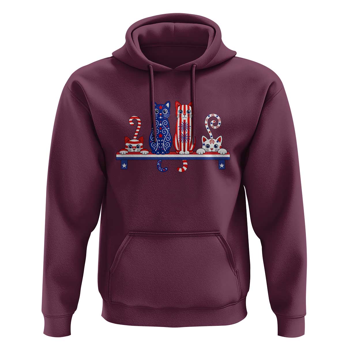 Red White And Blue Cute Cats Hoodie Patriotic Pet Lover