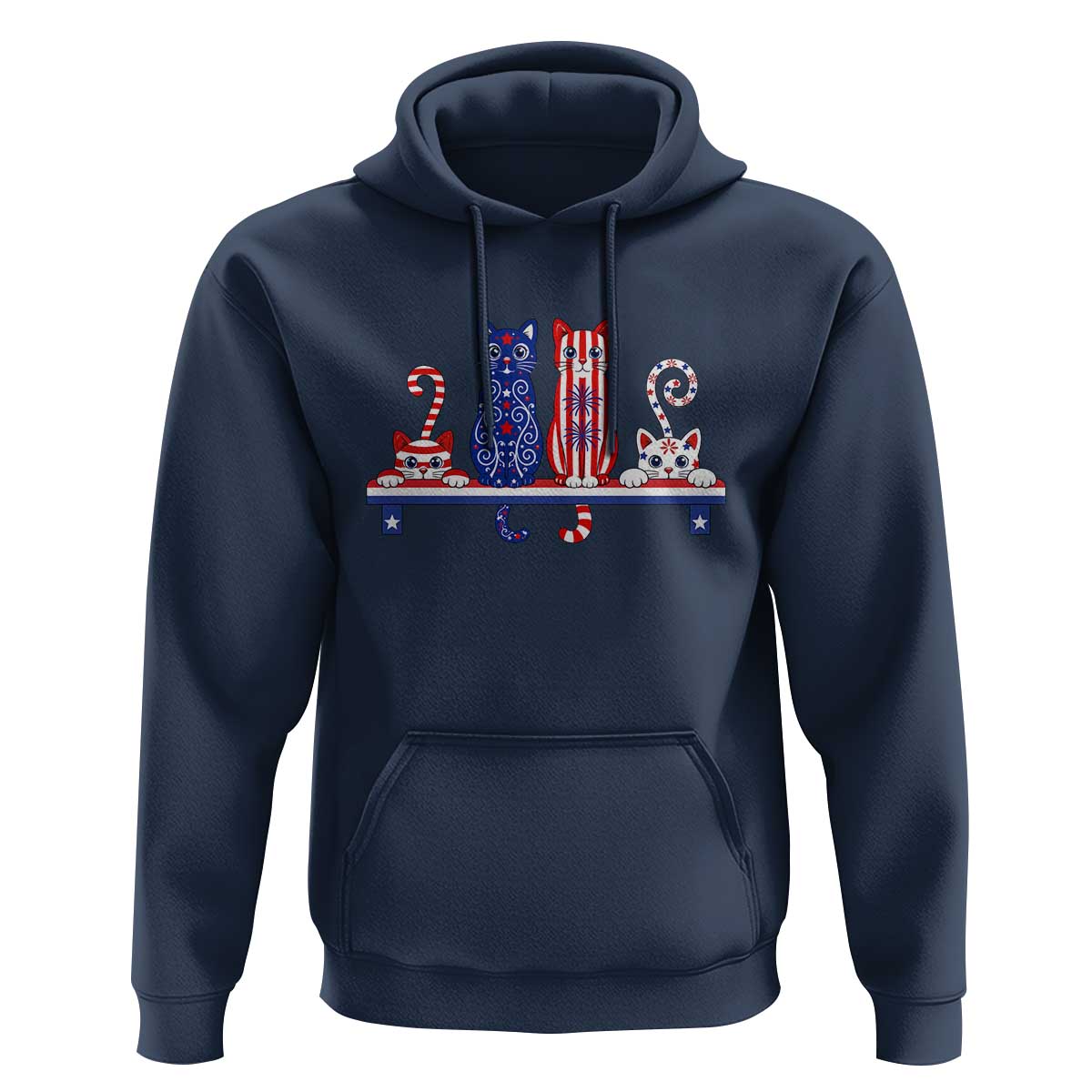 Red White And Blue Cute Cats Hoodie Patriotic Pet Lover